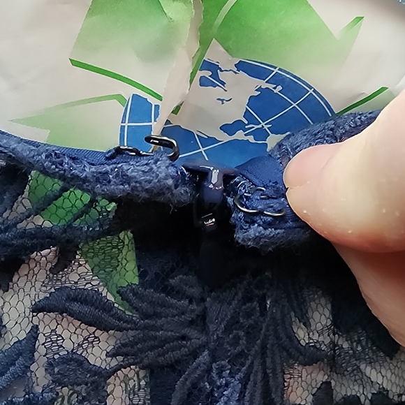 PRICE DROP RICKI FREEMAN FOR TERI JON  DRESS BLUE STRETCH DENIM AND LACE MIDI - Picture 6 of 12